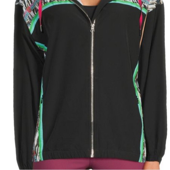 JOHNNY WAS Black Bee Active Full-Zip Hoodie windbreaker Jacket size Large - Picture 5 of 8